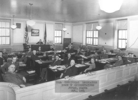 The 20th Territorial House in session during 1951.  Glen Franklin is at the far left edge of the photo.